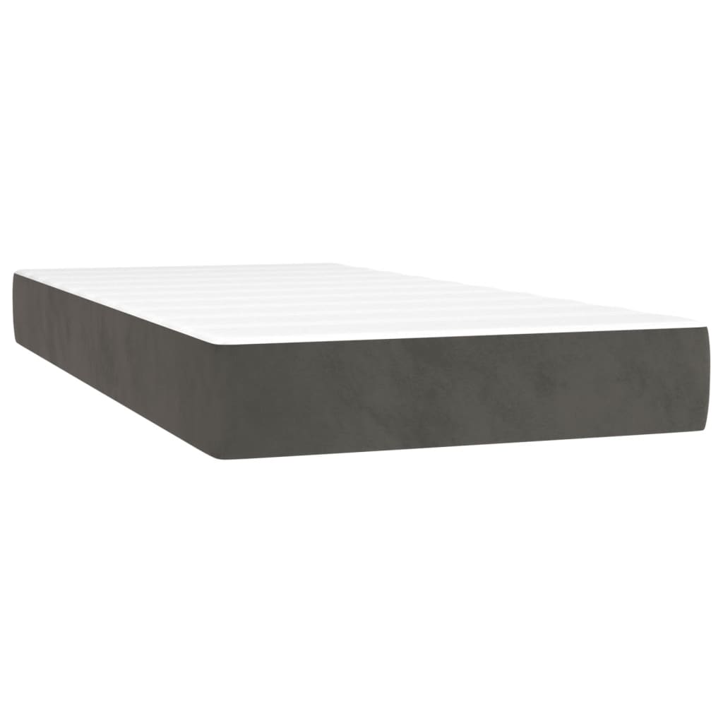 vidaXL Cama box spring colchón y LED terciopelo gris oscuro 90x200 cm