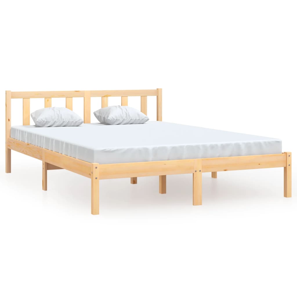 vidaXL Estructura de cama madera maciza de pino 135x190 cm