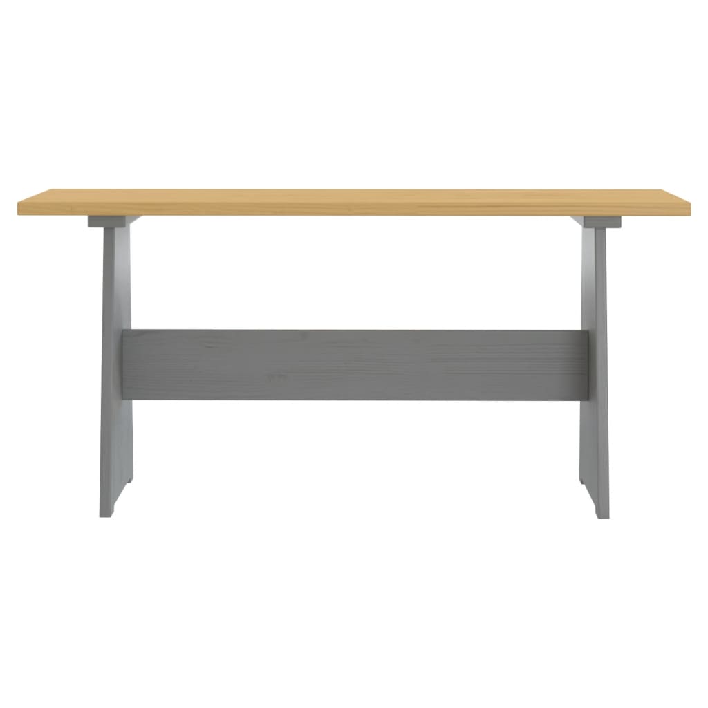 vidaXL Mesa de comedor con banco REINE madera maciza pino marrón gris