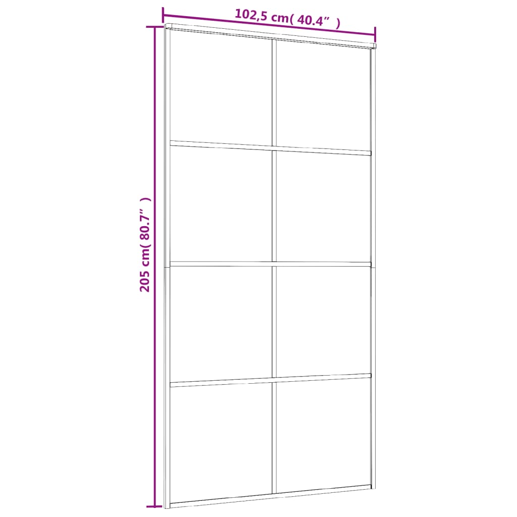 vidaXL Puerta corredera vidrio ESG y aluminio negro 102,5x205 cm
