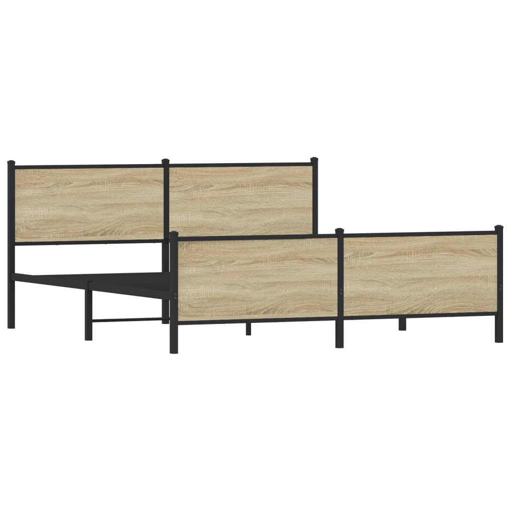 vidaXL Estructura de cama sin colchón metal roble Sonoma 193x203 cm