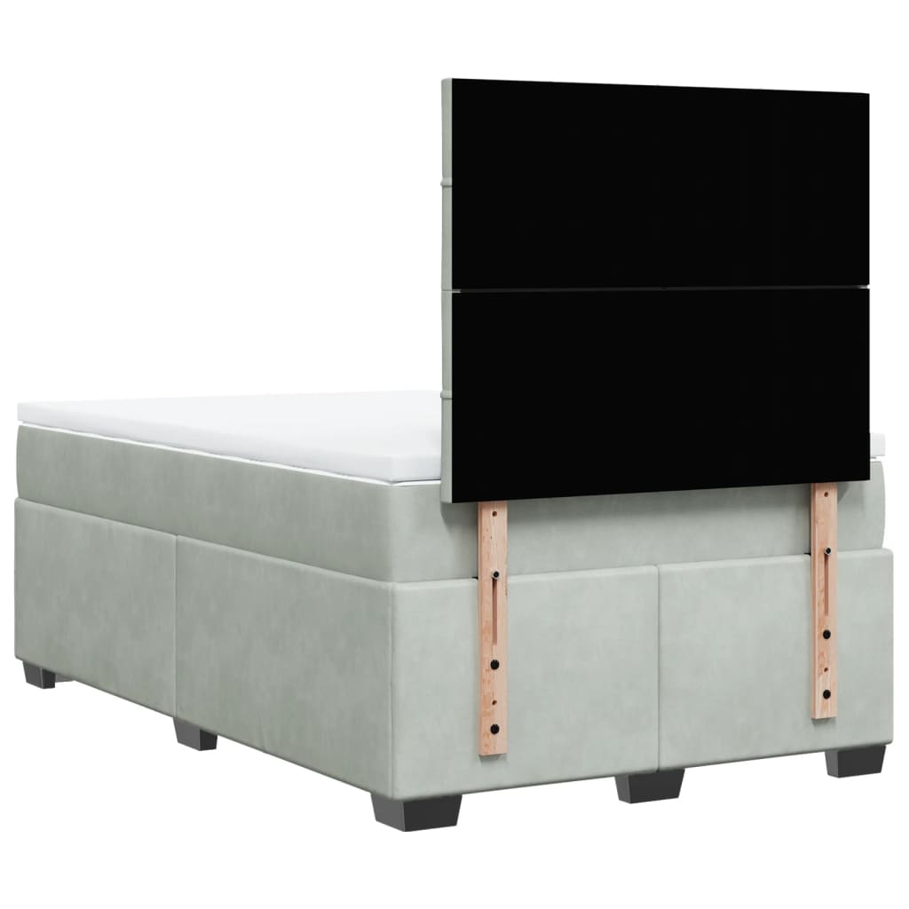 vidaXL Cama box spring con colchón terciopelo gris claro 120x200 cm