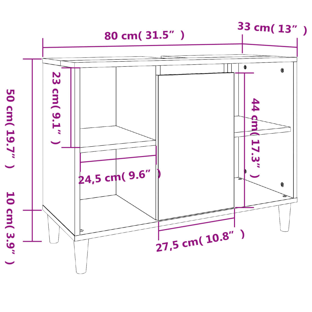 vidaXL Set de muebles baño 3 pzas madera contrachapada roble ahumado