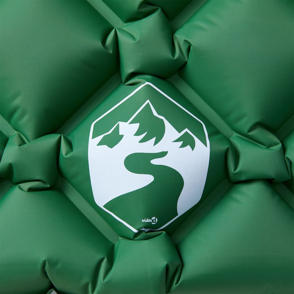 vidaXL Colchón de camping inflable con almohada 1 persona verde