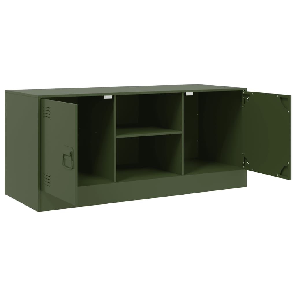 vidaXL Mueble de TV de acero verde oliva 99x39x44 cm