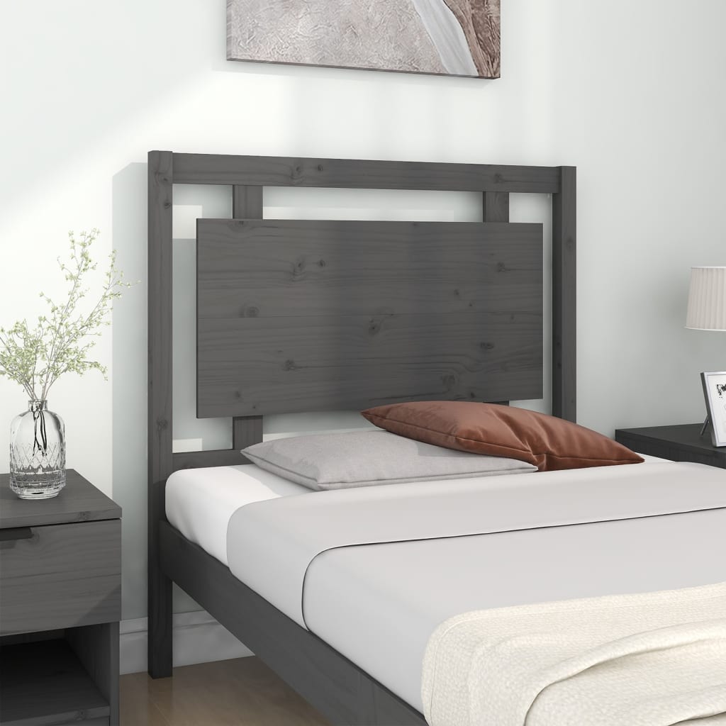 vidaXL Cabecero de cama madera maciza de pino gris 95,5x4x100 cm