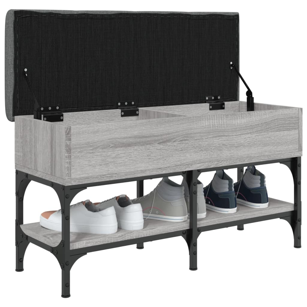 vidaXL Banco zapatero madera de ingeniería gris Sonoma 82x32x45 cm