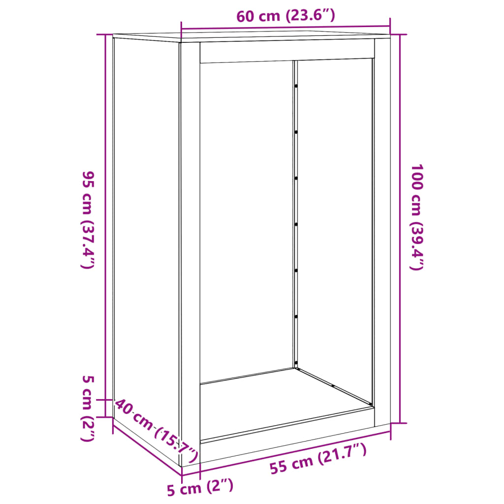 vidaXL Leñero de acero blanco 60x40x100 cm