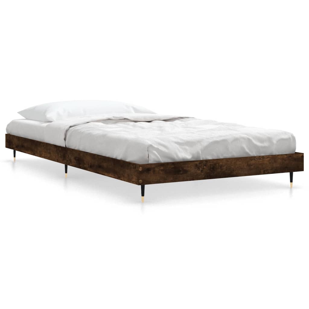 vidaXL Estructura de cama sin colchón madera roble ahumado 100x200 cm