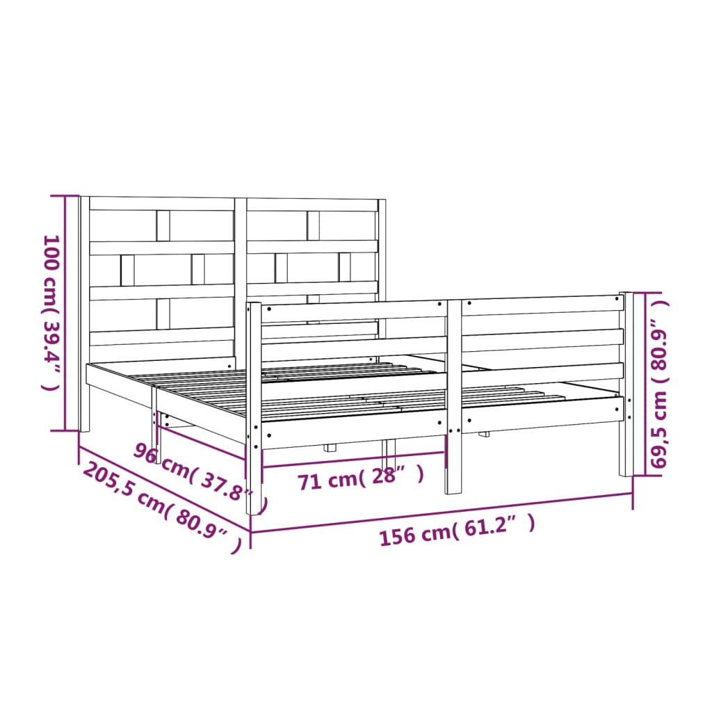 vidaXL Estructura de cama madera maciza blanca King Size 150x200 cm