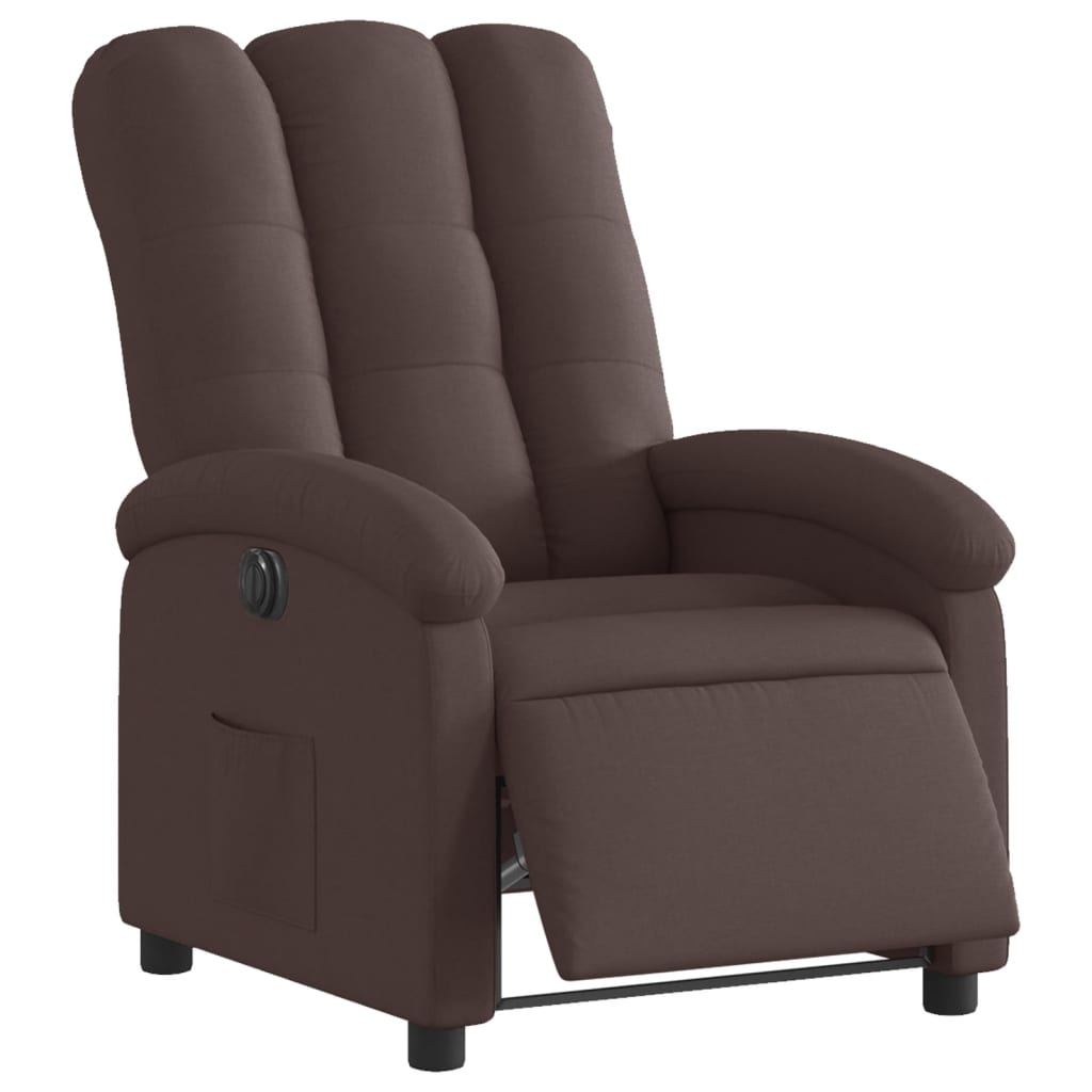 vidaXL Sillón reclinable eléctrico tela marrón oscuro