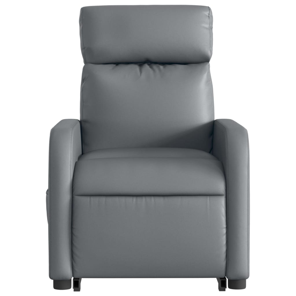 vidaXL Sillón de masaje elevable eléctrico cuero sintético gris