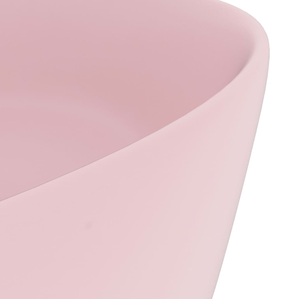 vidaXL Lavabo de lujo redondo cerámica rosa mate 40x15 cm