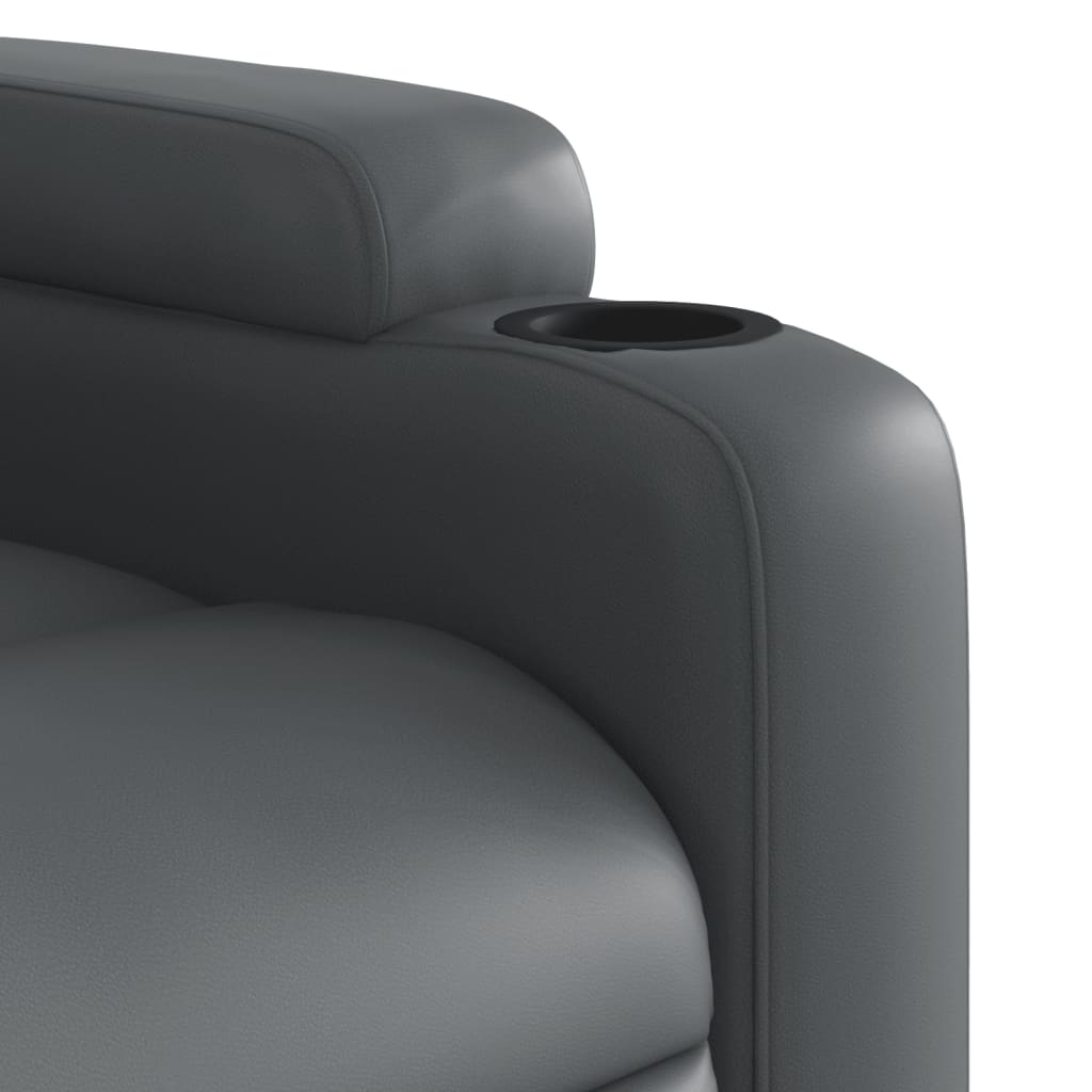 vidaXL Sillón reclinable elevable eléctrico de cuero sintético gris