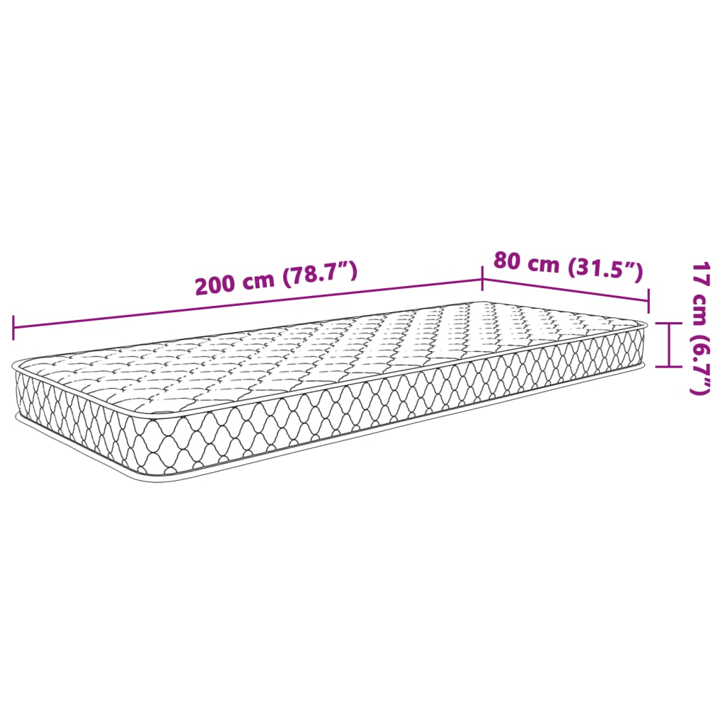 vidaXL Colchón de espuma viscoelástica blanco 80x200x17 cm