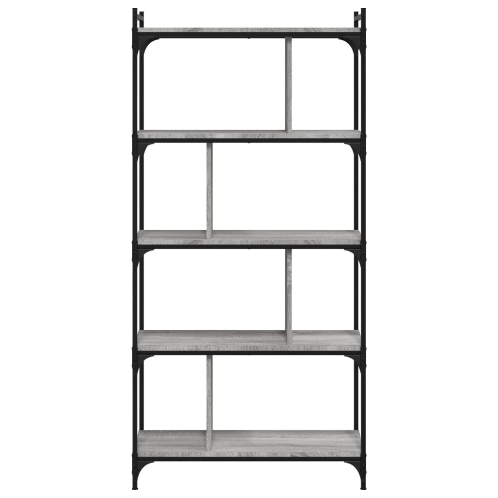 vidaXL Librería 5 estantes madera ingeniería gris Sonoma 76x32x158 cm