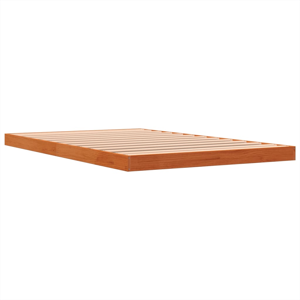 vidaXL Cama sin colchón madera maciza de pino marrón cera 120x200 cm