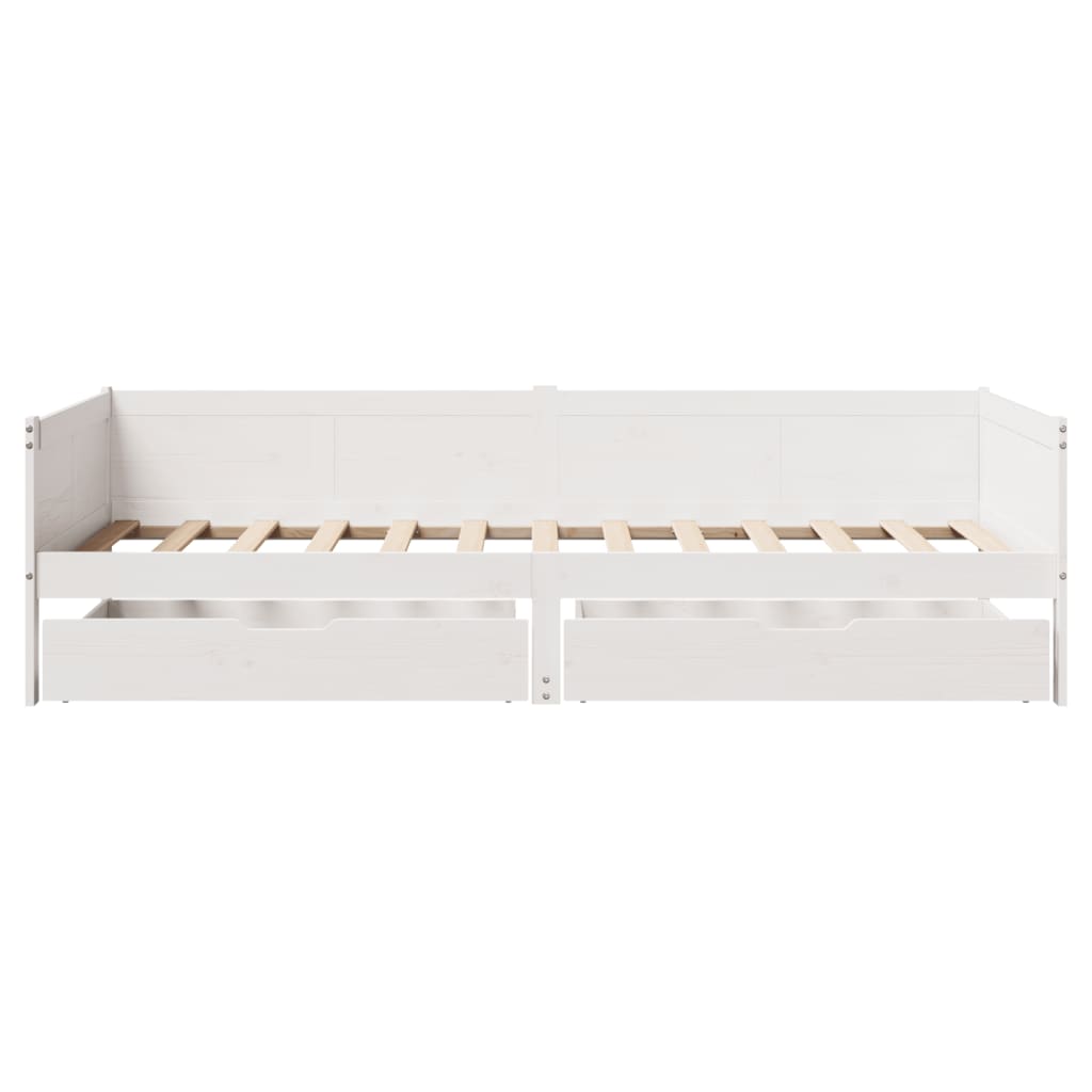 vidaXL Sofá cama con cajones madera maciza de pino blanca 90x190 cm