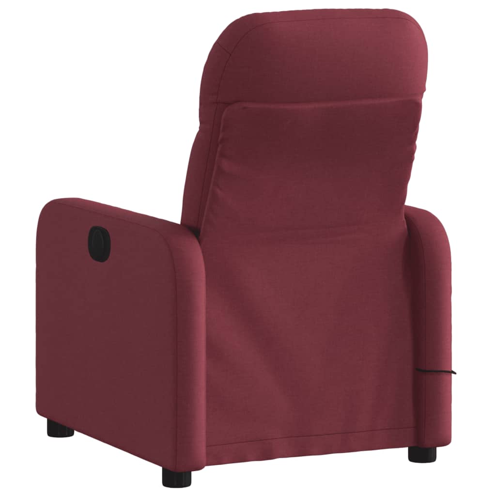 vidaXL Sillón de masaje reclinable de tela color vino tinto