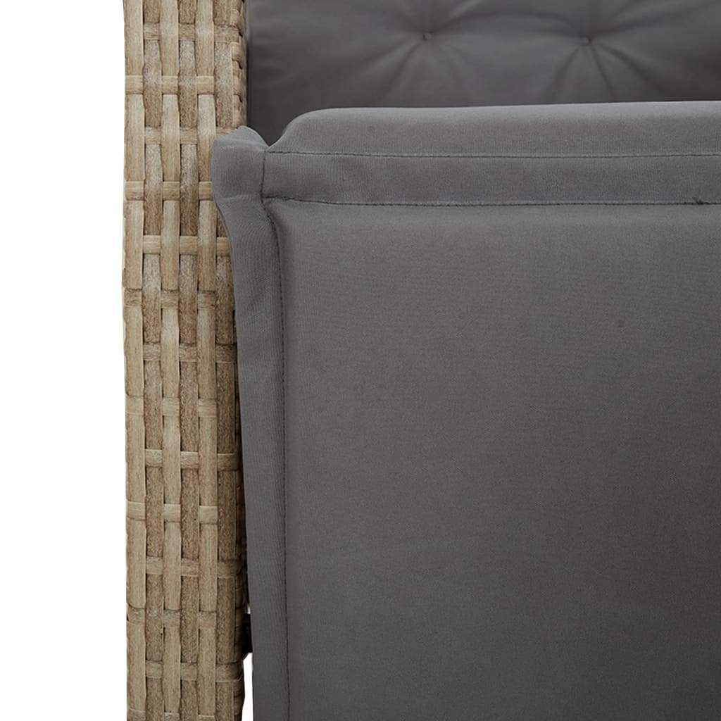 vidaXL Sillón reclinable jardín reposapiés 2 uds ratán PE beige mezcla