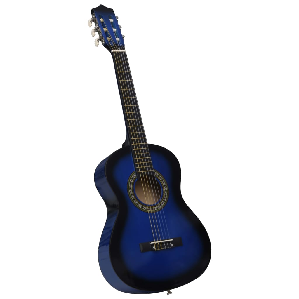 vidaXL Guitarra clásica principiante y niño con funda azul 1/2 34"