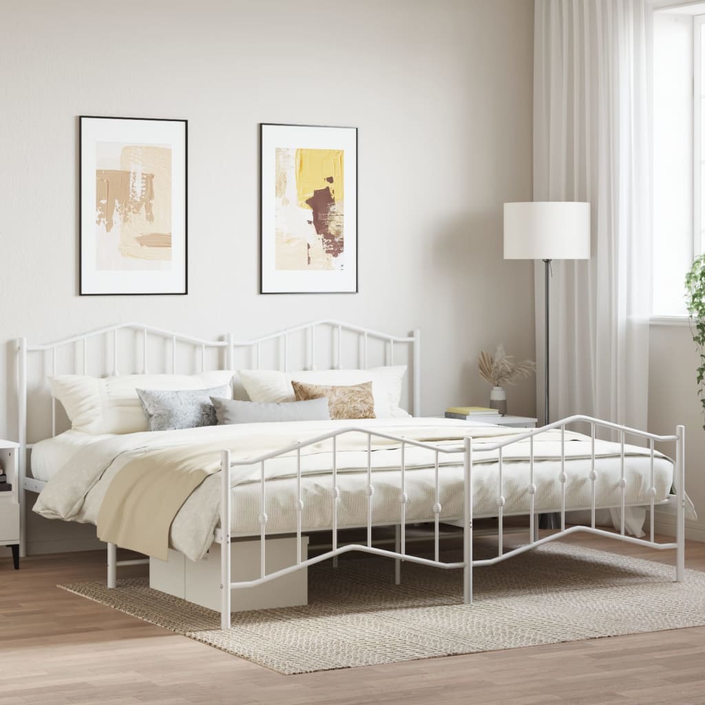 vidaXL Estructura cama sin colchón con estribo metal blanco 193x203 cm