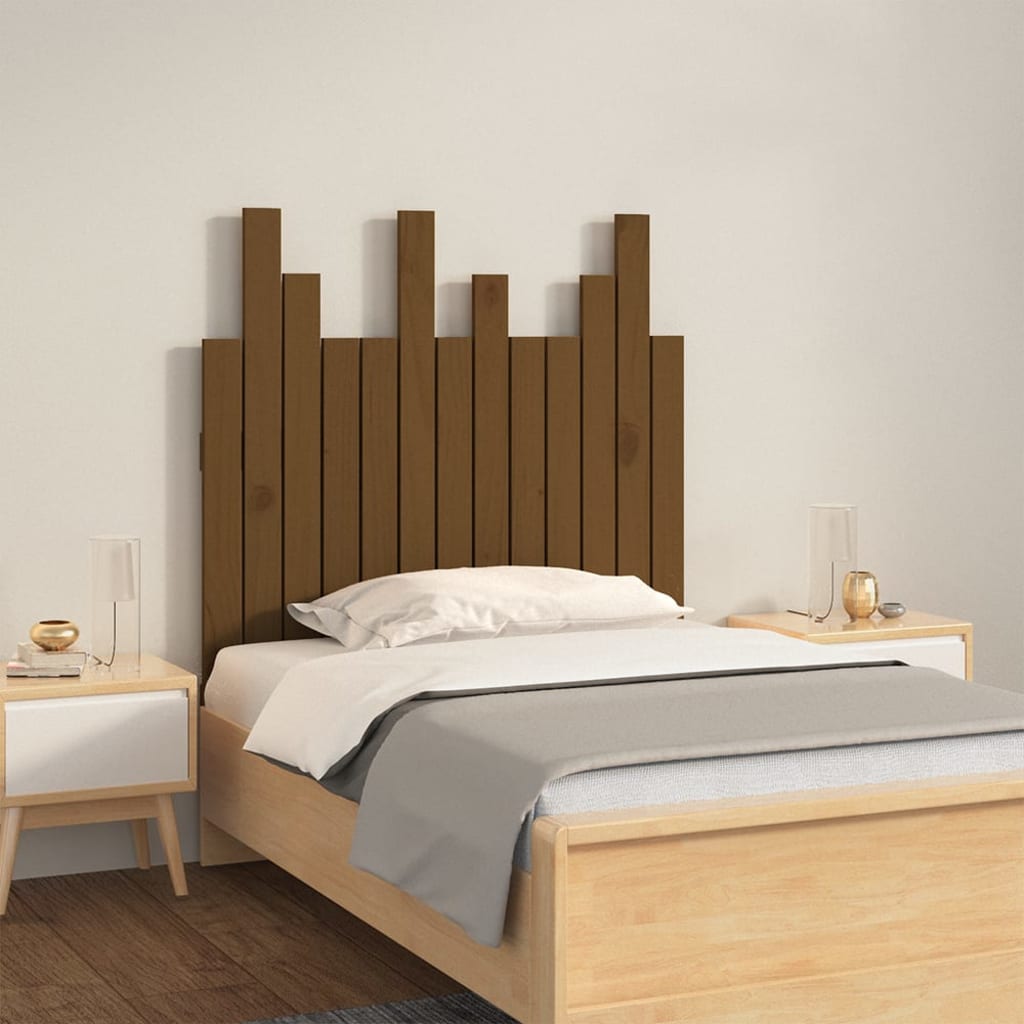 vidaXL Cabecero cama pared madera maciza pino marrón miel 82,5x3x80 cm