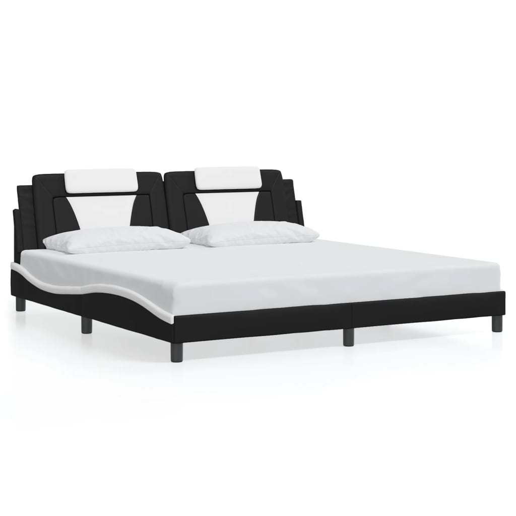 vidaXL Estructura cama con LED cuero sintético negro blanco 200x200 cm