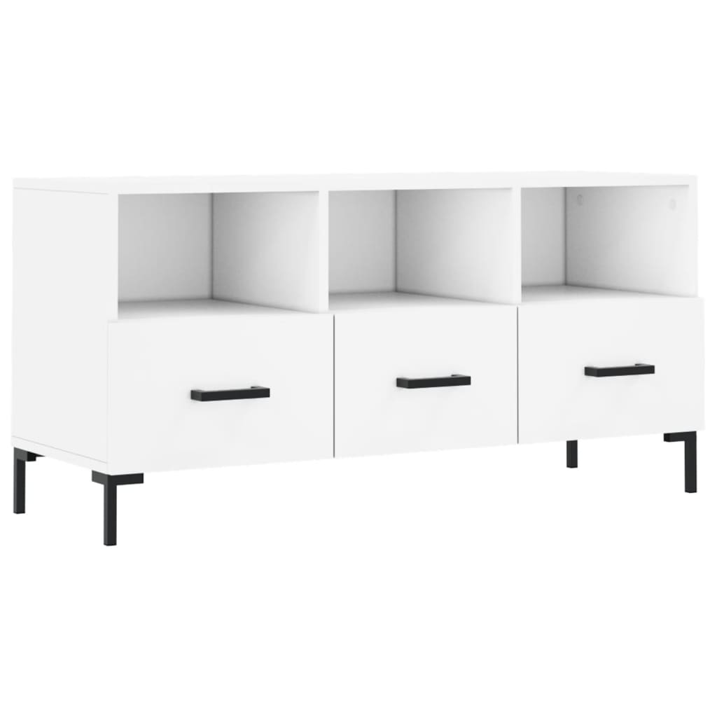 vidaXL Mueble de TV madera de ingeniería blanco 102x36x50 cm