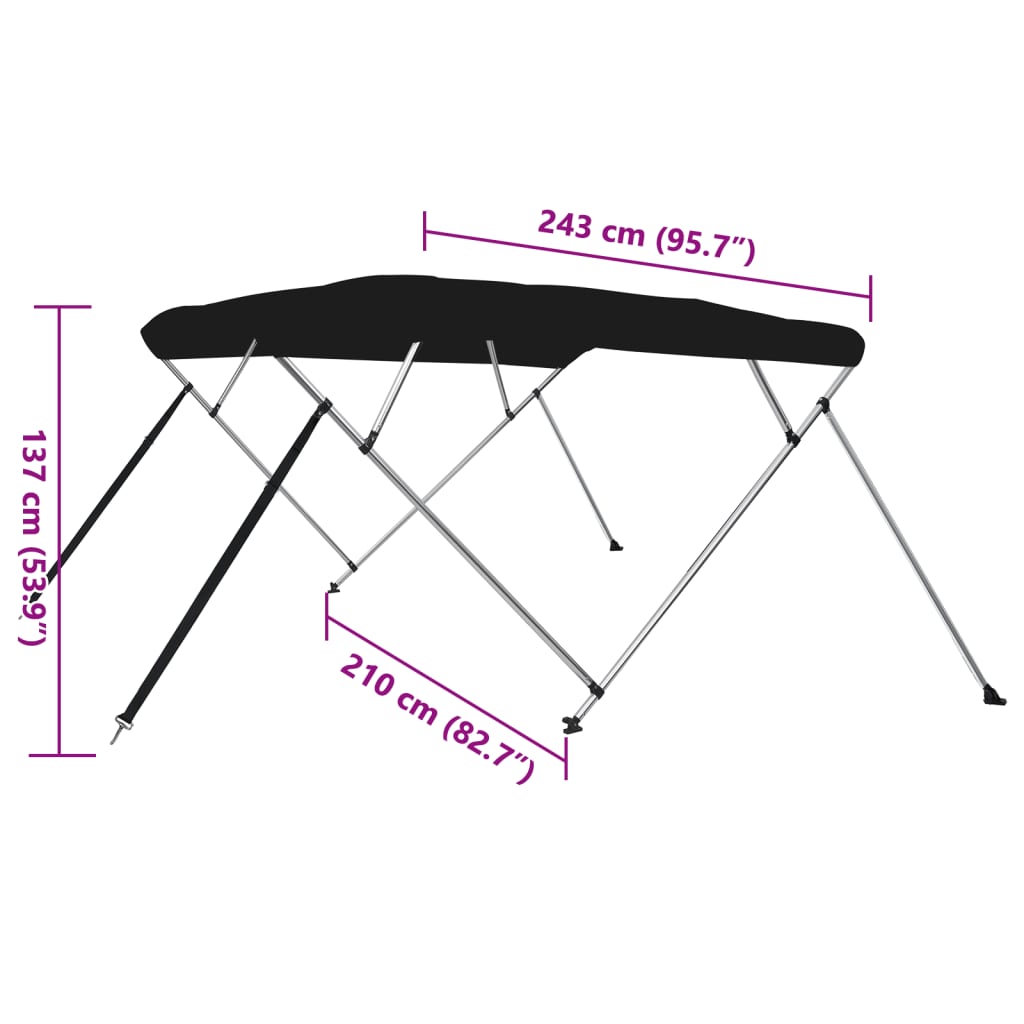 vidaXL Toldo bimini de 4 arcos gris 236x228x127 cm