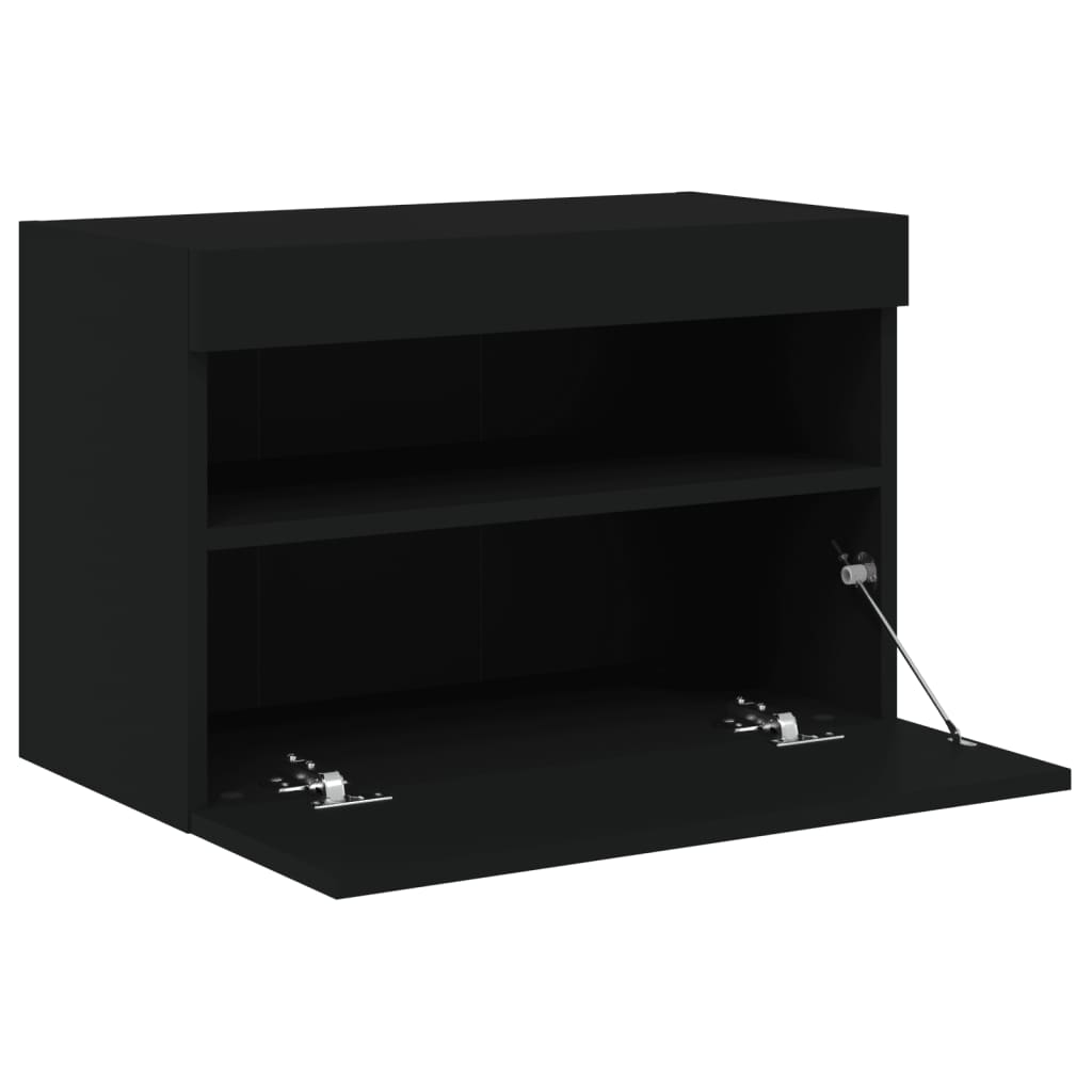 vidaXL Mueble de TV de pared con luces LED negro 60x30x40 cm