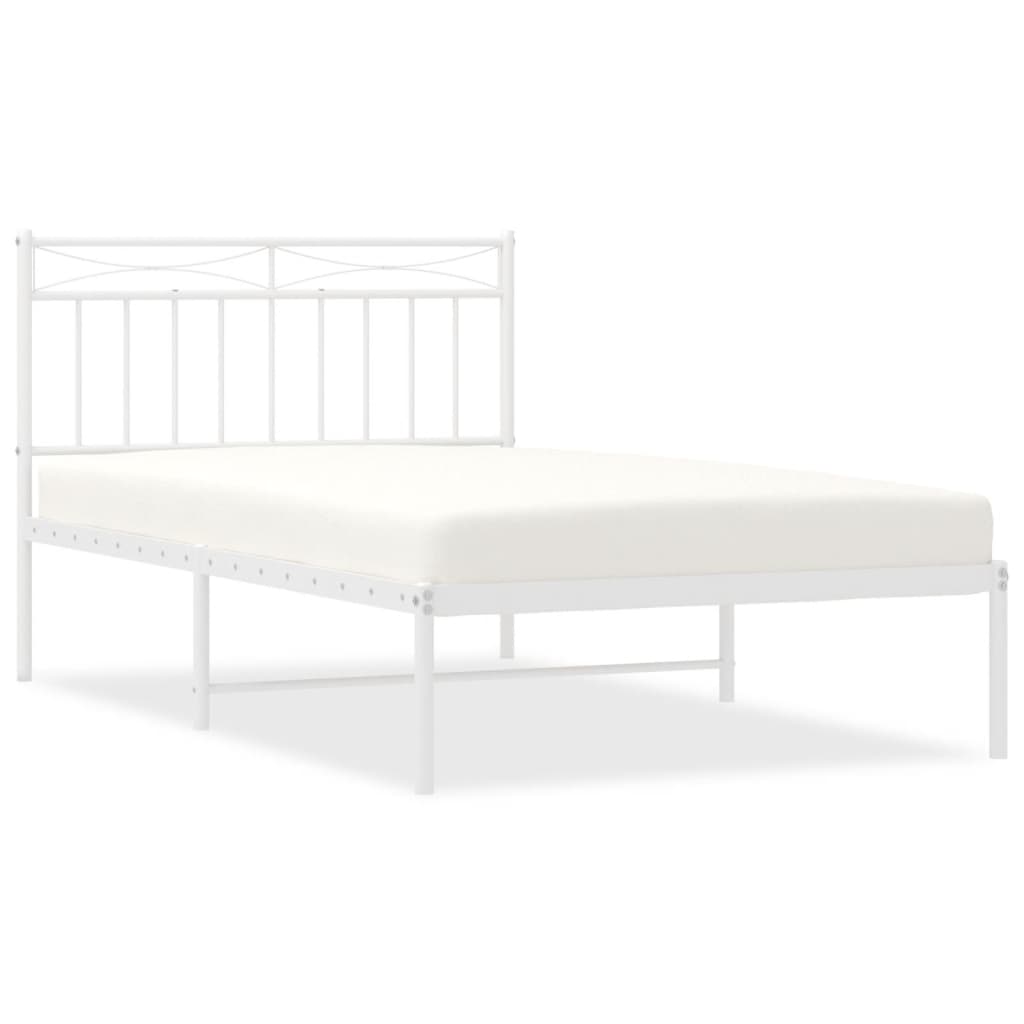 vidaXL Estructura cama sin colchón con cabecero metal blanco 107x203cm