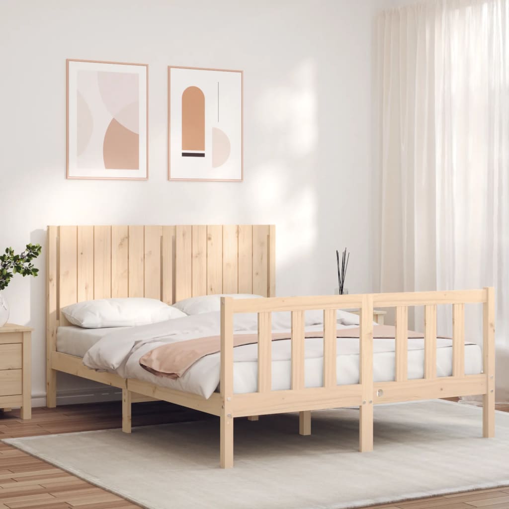 vidaXL Estructura de cama con cabecero madera maciza 140x200 cm