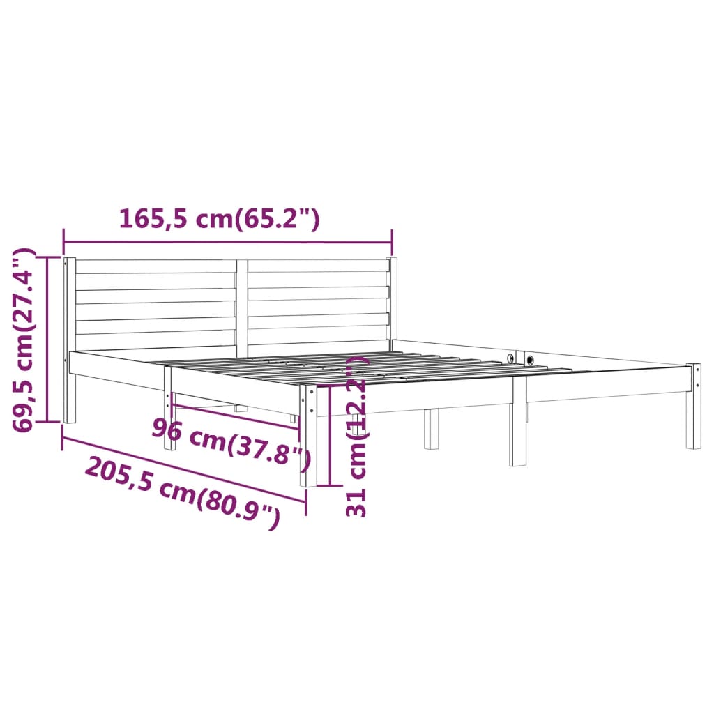 vidaXL Estructura de cama sin colchón madera maciza de pino 160x200 cm