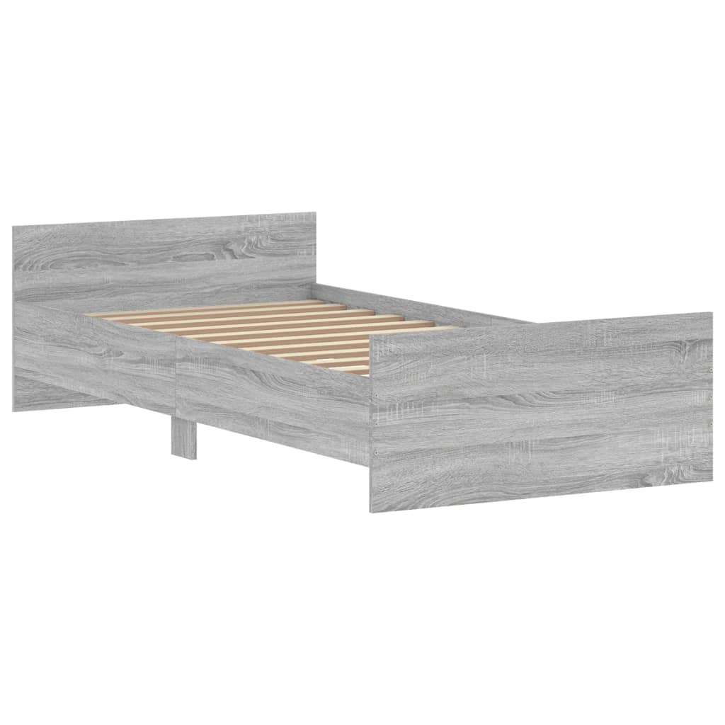 vidaXL Estructura de cama madera de ingeniería gris Sonoma 100x200 cm