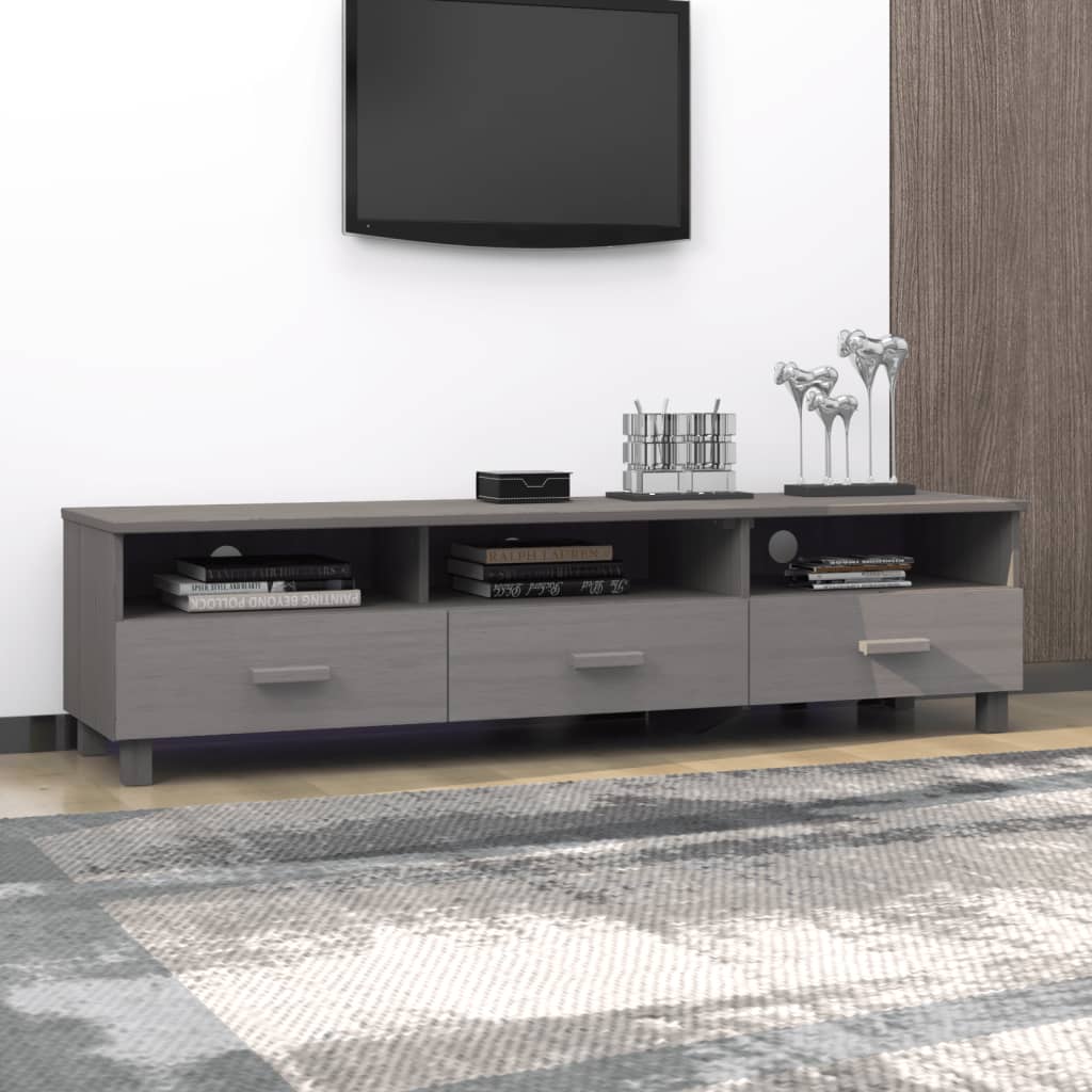 vidaXL Mueble de TV HAMAR madera maciza de pino gris claro 158x40x40