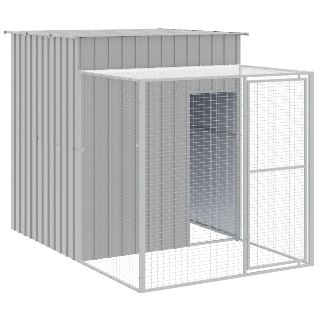 vidaXL Gallinero con corral acero galvanizado gris claro 165x659x181cm