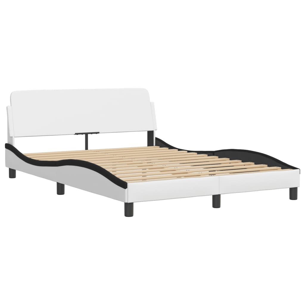 vidaXL Cama sin colchón cuero sintético blanco negro 120x200 cm