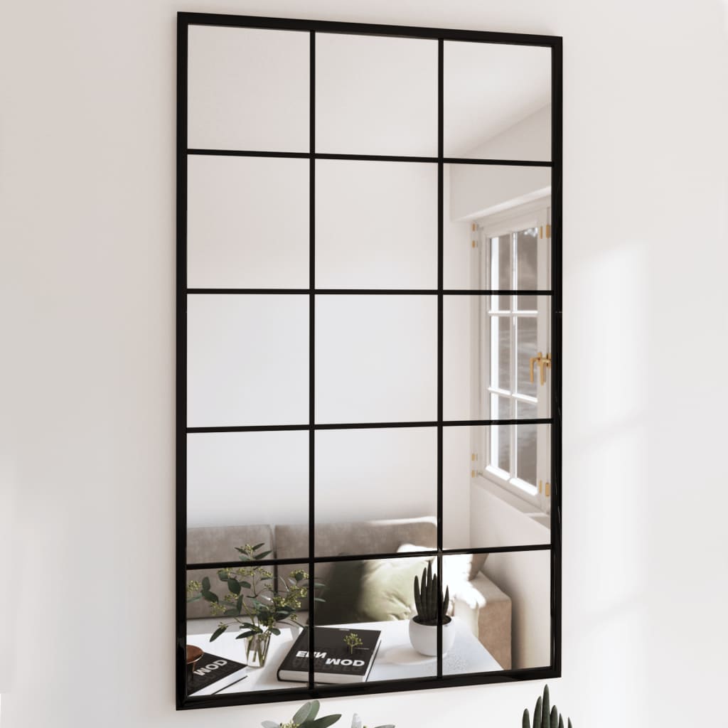 vidaXL Espejos de pared 6 uds metal negro 100x60 cm