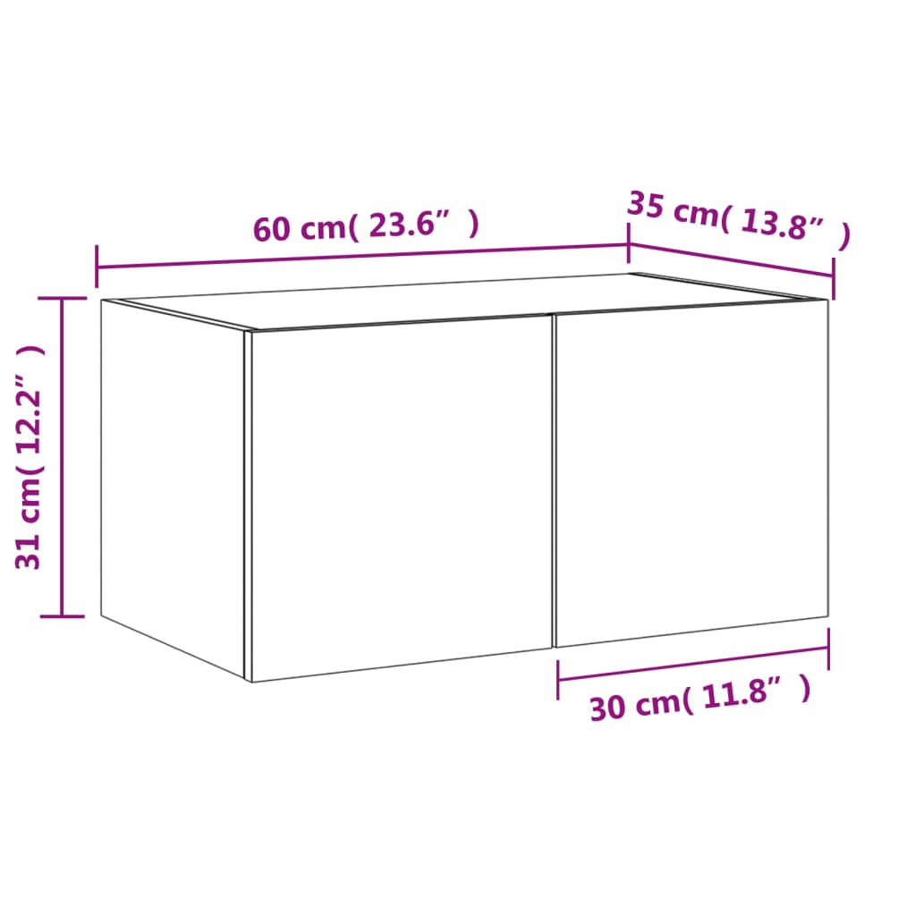 vidaXL Mueble de TV de pared con luces LED roble Sonoma 60x35x31 cm