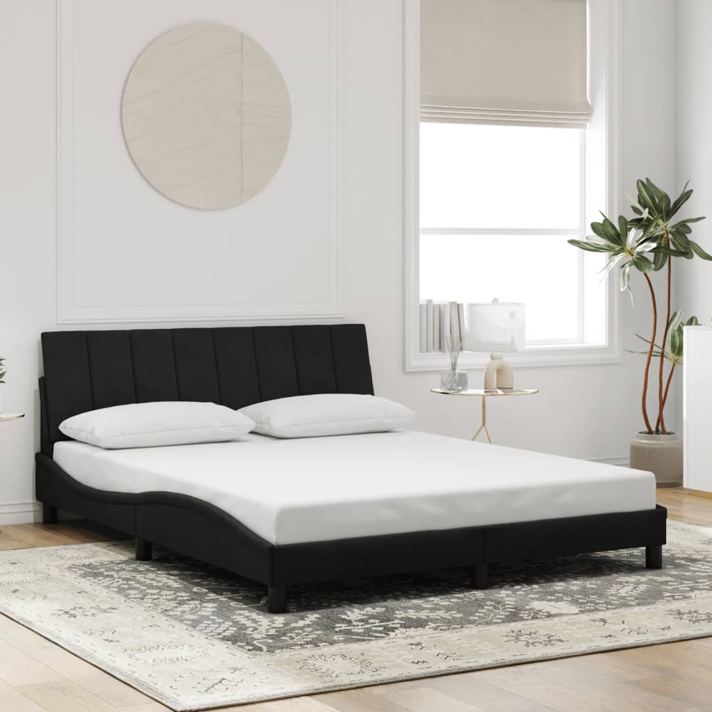 vidaXL Estructura de cama con luces LED terciopelo negro 160x200 cm