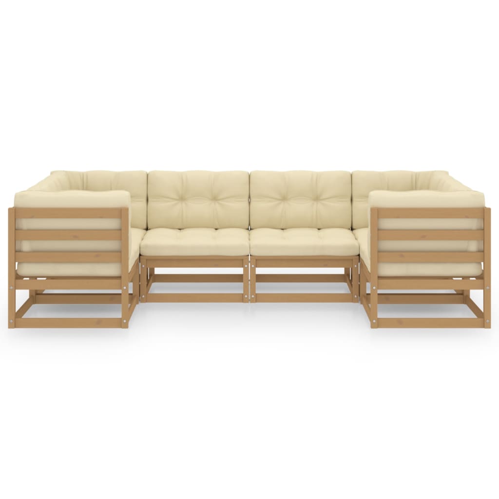 vidaXL Set de muebles de jardín 6 pzs cojines madera pino marrón miel