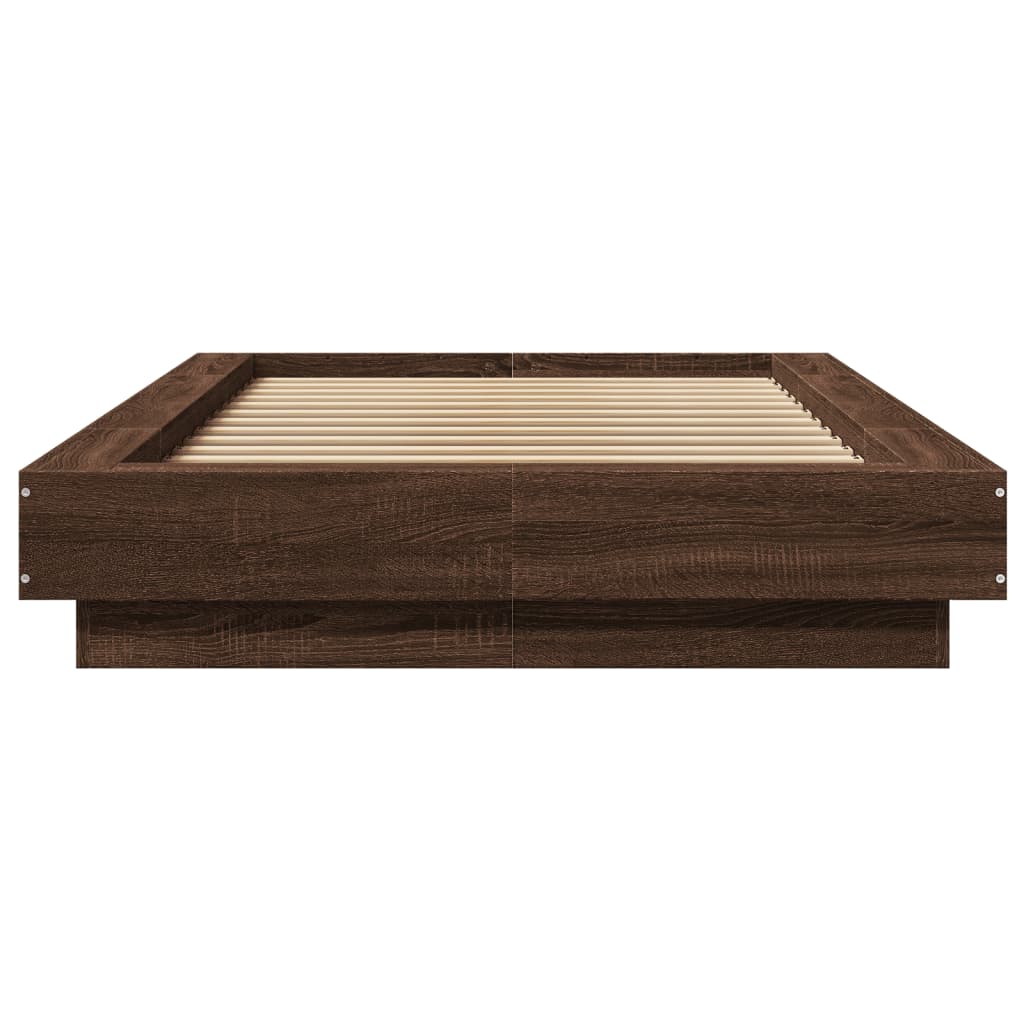 vidaXL Estructura cama con luces LED madera marrón roble 75x190 cm