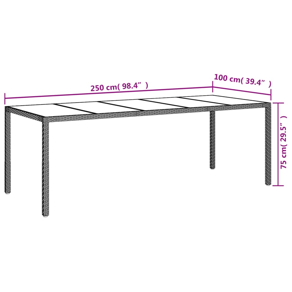 vidaXL Set comedor jardín 9 pzas y cojines ratán sintético vidrio gris