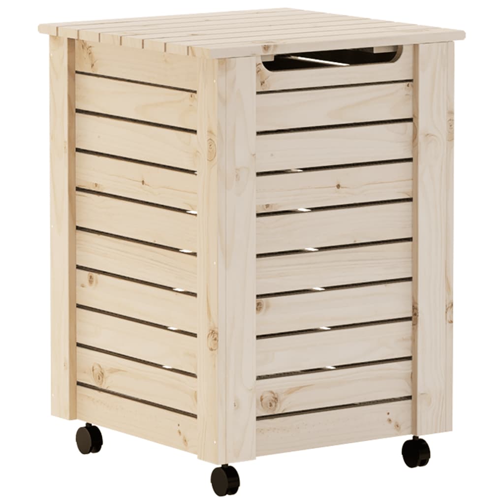 vidaXL Cesta ropa sucia con ruedas RANA madera maciza pino 45x45x64 cm