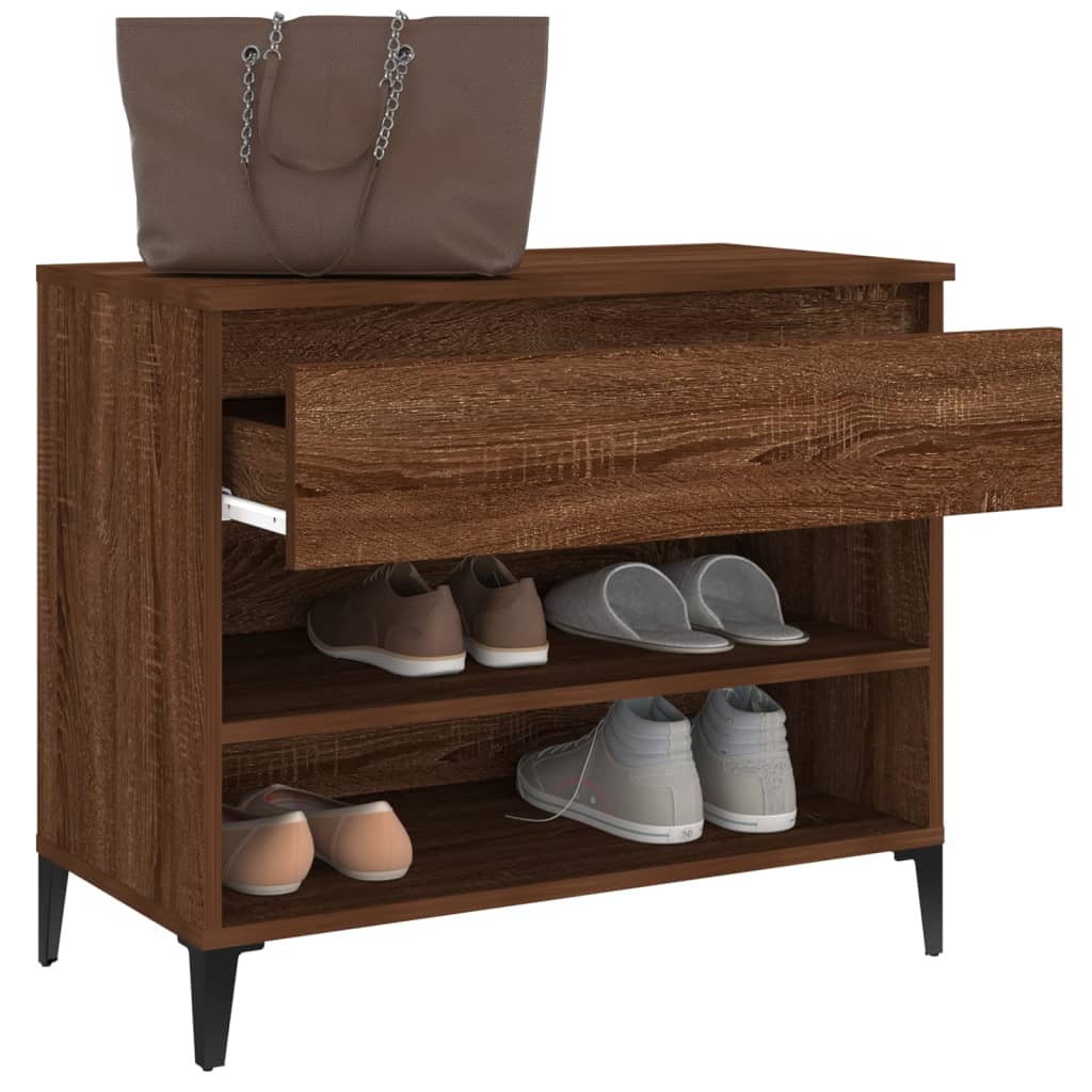 vidaXL Mueble zapatero madera contrachapada roble marrón 70x36x60 cm