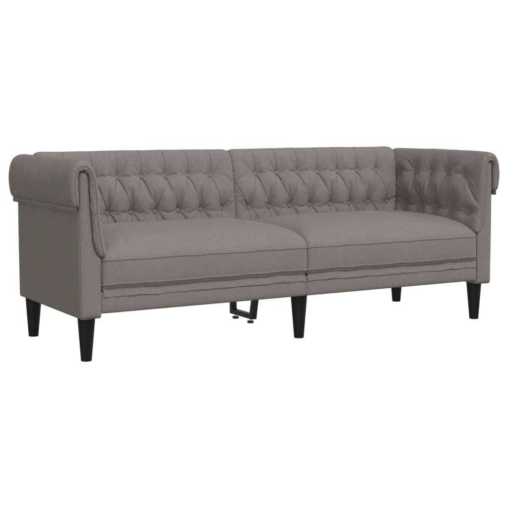 vidaXL Sofá Chesterfield de 3 plazas tela gris taupe