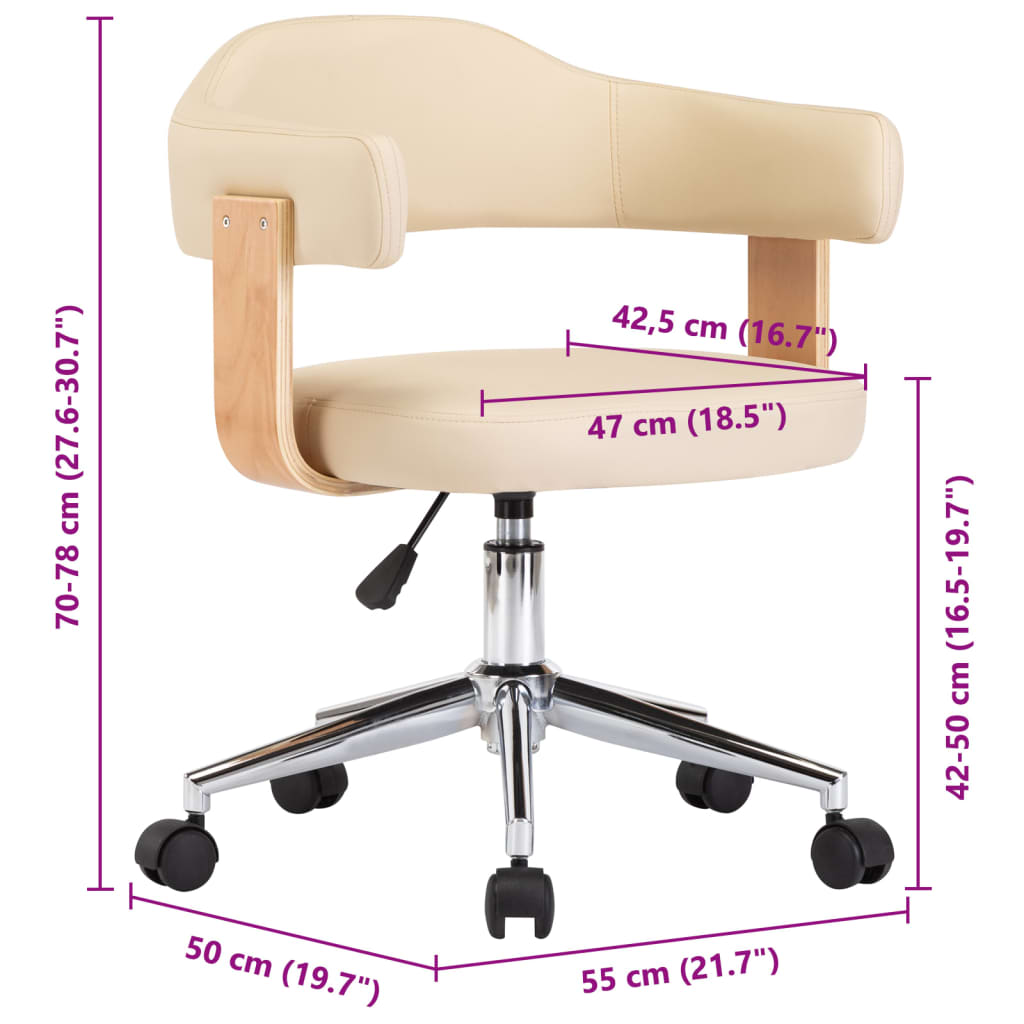 vidaXL Sillas de comedor giratorias 2 unidades cuero sintético crema