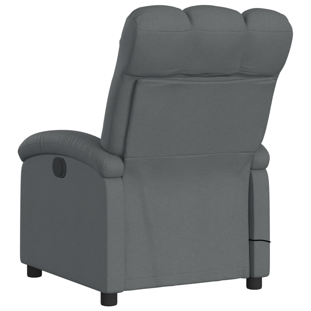 vidaXL Sillón de masaje reclinable de tela gris oscuro