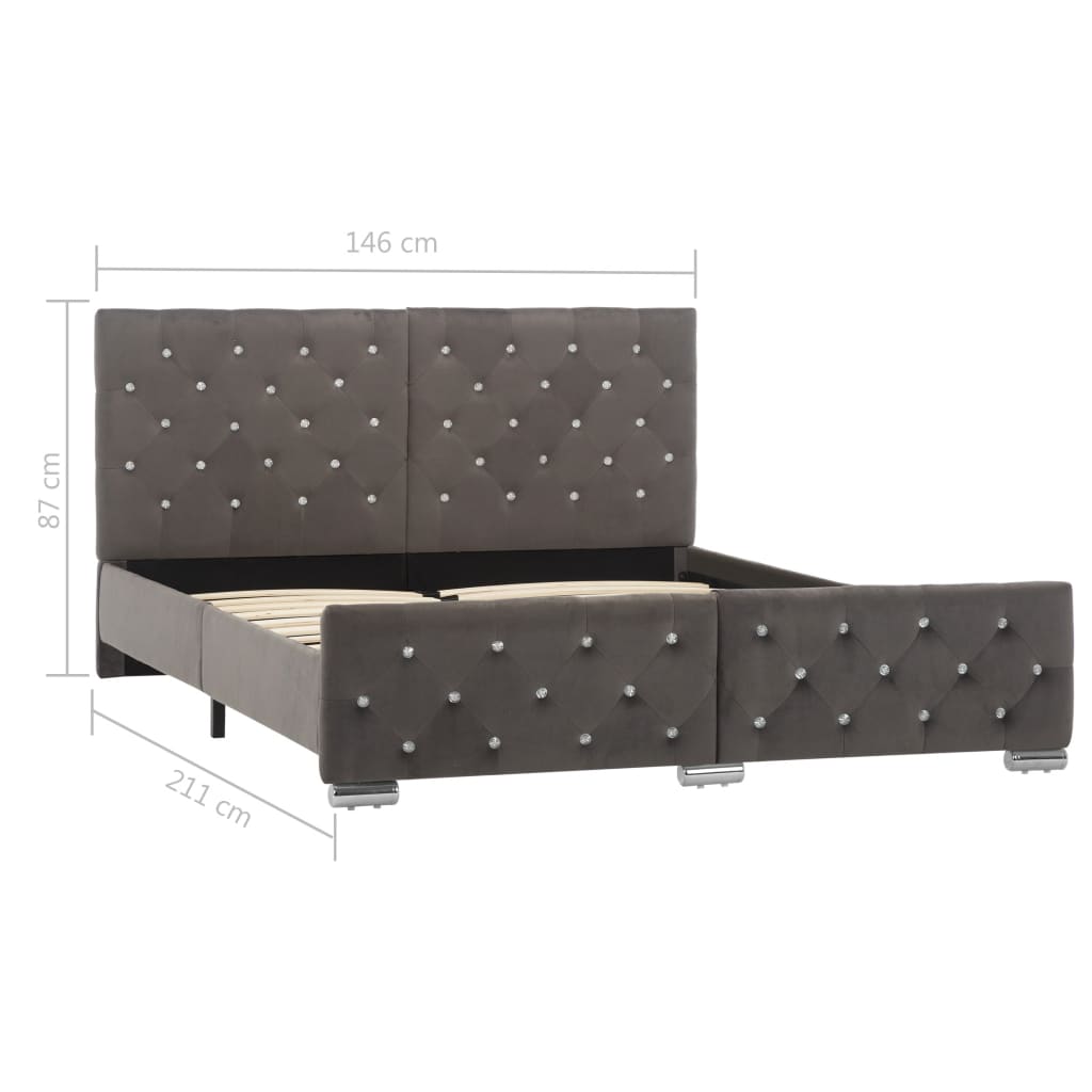 vidaXL Estructura de cama sin colchón terciopelo gris 140x200 cm